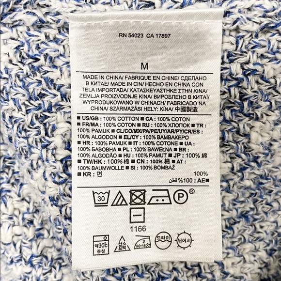 Banana Republic Knit Ivory Blue Asymmetrical Zip Up Sweater Cardigan Medium - Picture 8 of 8